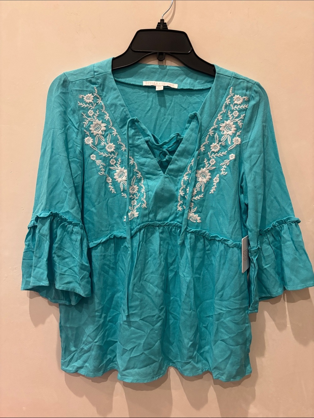 Stella +Ginger Women's Turquoise Embroidered Tunic